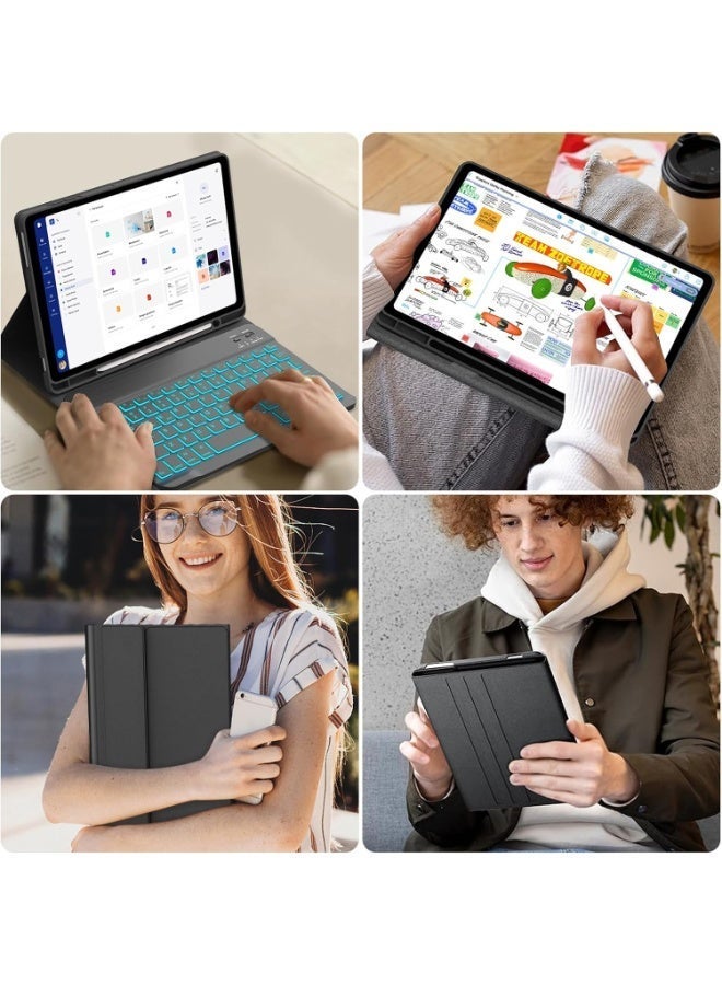 QPHWHFQ Keyboard Case for Samsung Galaxy Tab S11 11-inch 2025, Detachable Magnetic Bluetooth, 7-Color backlight, Black - Image 3
