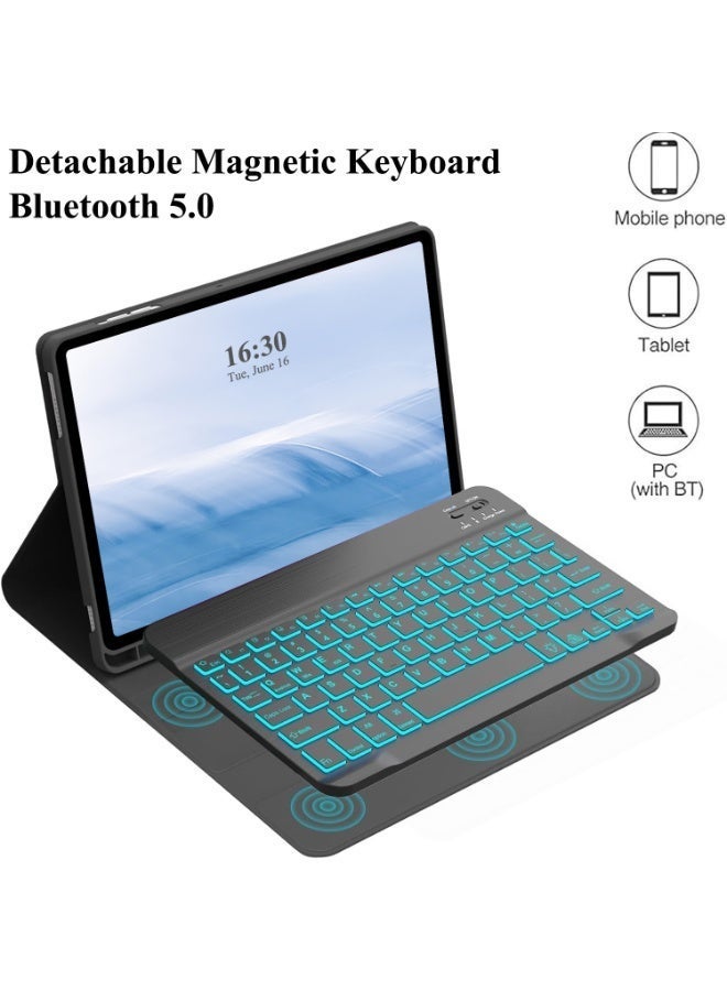 QPHWHFQ Keyboard Case for Samsung Galaxy Tab S11 11-inch 2025, Detachable Magnetic Bluetooth, 7-Color backlight, Black - Image 4