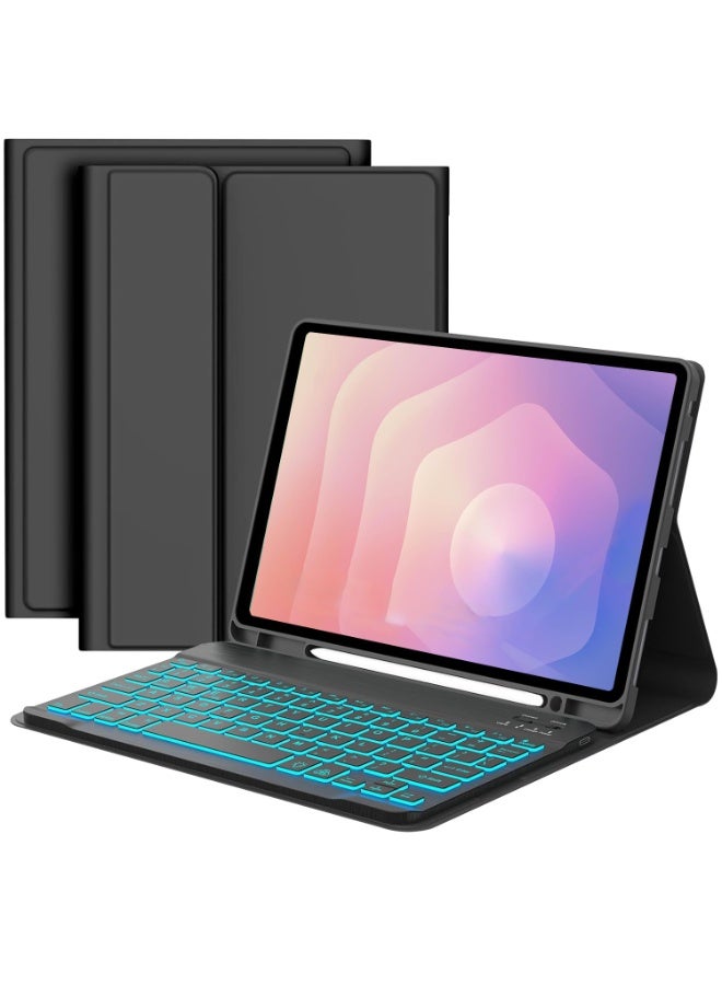 QPHWHFQ Keyboard Case for Samsung Galaxy Tab S11 11-inch 2025, Detachable Magnetic Bluetooth, 7-Color backlight, Black - Image 1