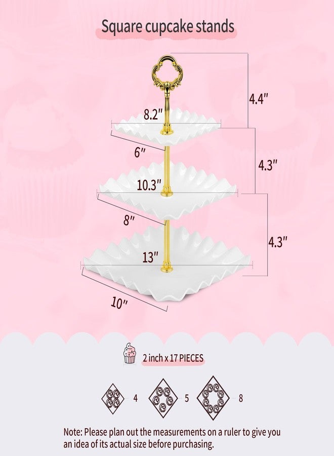 NWK 5 Piece Cake Stand Set with 2 x Large 3-Tier Cupcake Stands, 3 x Appetizer Trays, for Wedding Birthday Baby Shower Tea Party Decorations (Gold) - Image 3