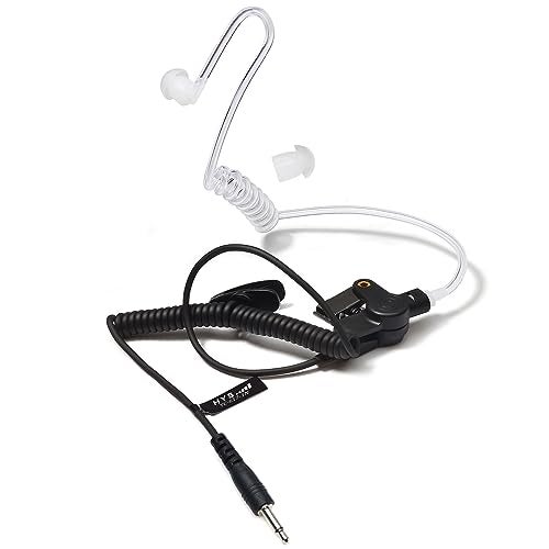 HYS Receiver/Listen ONLY Surveillance 3.5mm Headset Earpiece with Clear Acoustic Coil Tube Earbud for Two-Way Radios, Transceivers and Radio Speaker Mics Jacks - Image 1