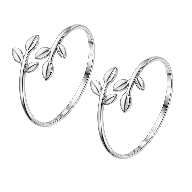 HighSpark 92.5 Sterling Silver Toe Rings for Women | 92.5 Sterling Silver Adjustable Contemporary Style & Stunning Shine | Lovely Gift - Leaf - Image 1