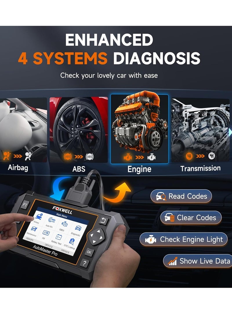 فوكسويل أداة فحص OBD2 FOXWELL NT614 Elite 2025 مع 5 خدمات - فحص المحرك، الوسائد الهوائية، نقل الحركة، نظام ABS للسيارات، ABS/SAS/EPB/سرعة الخانق/زيت. تحديث واي فاي مجاني مدى الحياة، اختبار بطارية، فاحص السيارات. - Image 2
