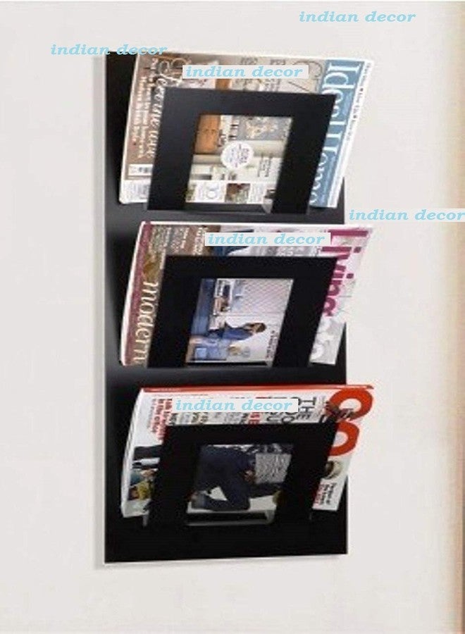 INDIAN DECOR Magazine Holder Metal (25X60mts, Matte Black) - Image 1