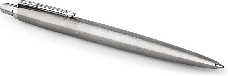 PARKER Jotter Ballpoint Pen - Full Stainless Steel Alloy with Chrome Trim, Medium Point, Blue Ink - Image 1