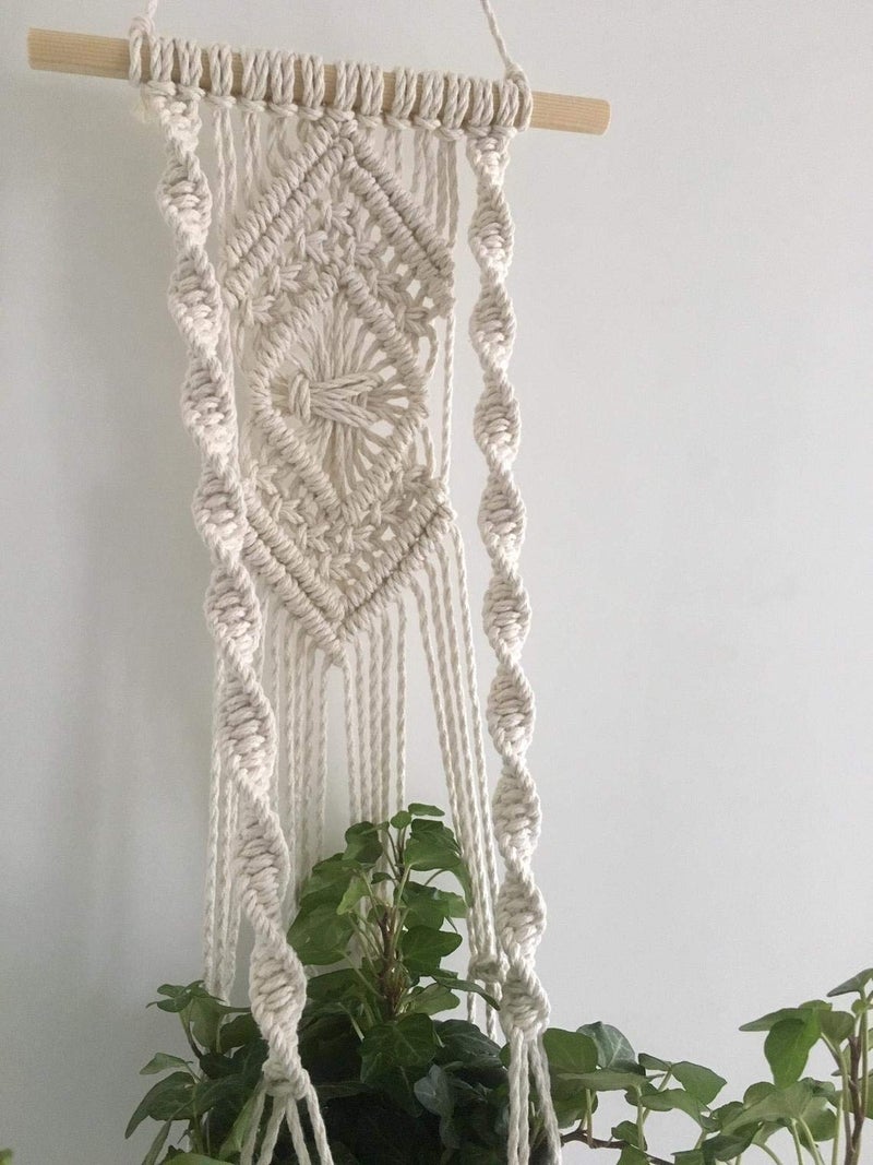 Dxyz Cotton Outdoor/indoor Plant Hanger With Dowel, Ivory, Length 41 Inches, 1 Plant Hanger - Image 2