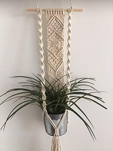 Dxyz Cotton Outdoor/indoor Plant Hanger With Dowel, Ivory, Length 41 Inches, 1 Plant Hanger - Image 5