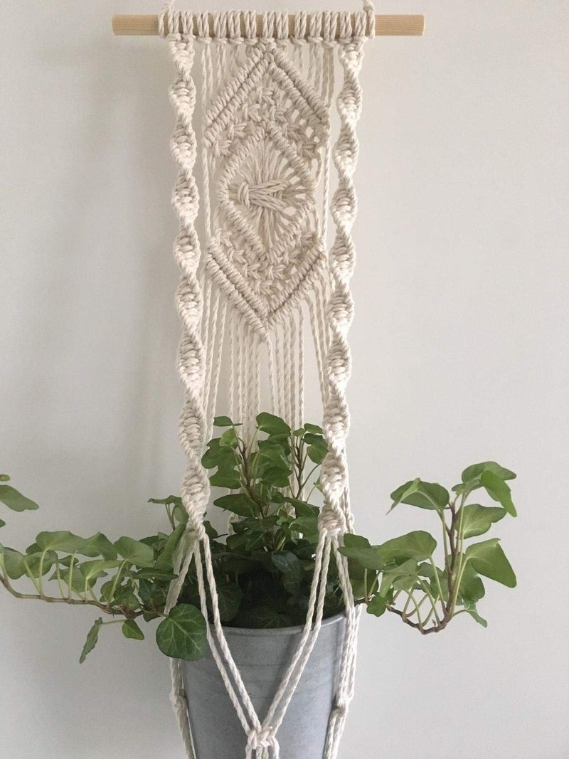Dxyz Cotton Outdoor/indoor Plant Hanger With Dowel, Ivory, Length 41 Inches, 1 Plant Hanger - Image 3