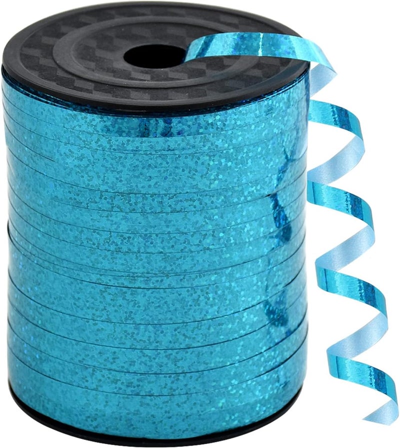 BEISHIDA 500 Yards Curling Ribbon for Balloon String Light Blue Teal Crimped Shiny Metallic Roll Gift Wrapping Ribbon for Party Festival Art Craft Decor Florist Flowers Decoration - Image 1