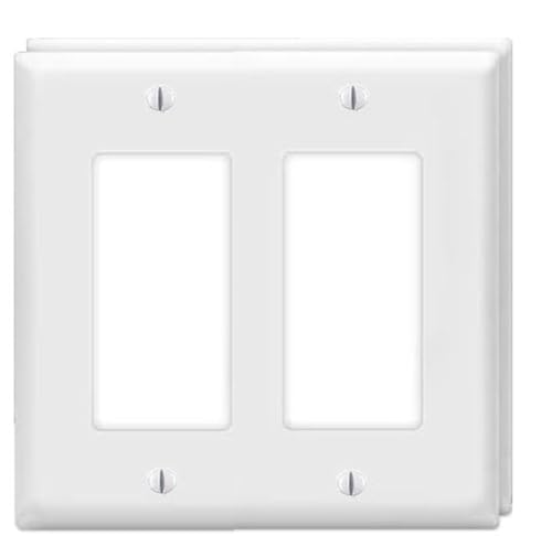 ZEFTV Decorator Wall Plates 2-Gang Switch Outlet Electrical Cover Plate Unbreakable Thermoplastic Faceplate for Light Receptacle Outlet Switch, White (2 Pack) - Image 1