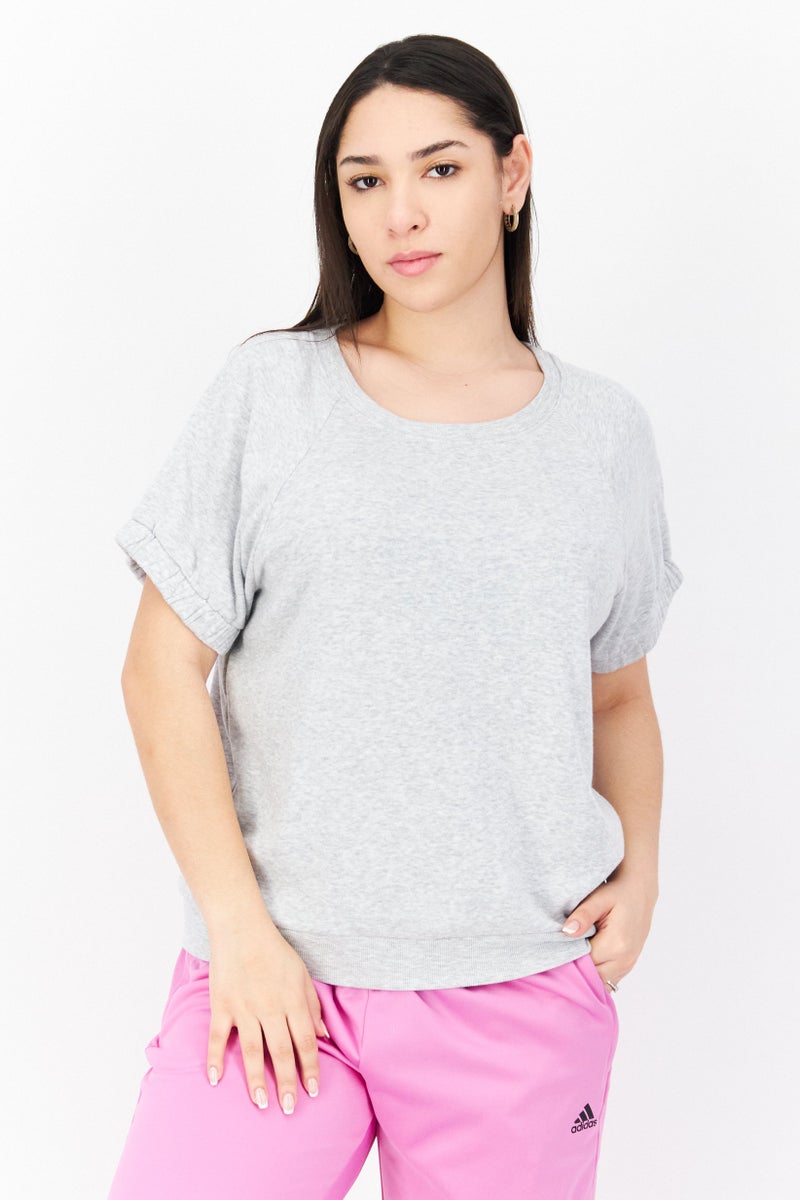 Andrew Marc Women Round Neck Cap Sleeve Heather T-Shirt, Grey - Image 1