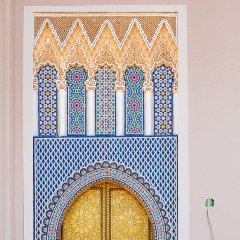 ملصق باب جدارية الفن الإسلامي ثلاثي الأبعاد لمكة - ورق حائط المسجد الكبير قابلة للإزالة قابلة للتقشير واللصق ملصق باب PVC لتزيين المنزل الإسلامي - Image 5