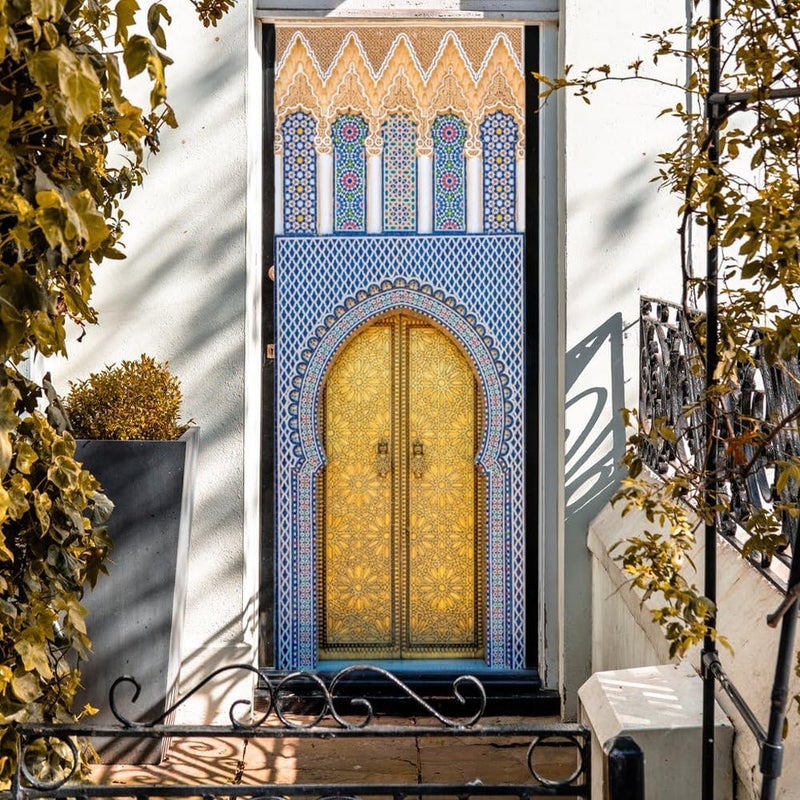 ملصق باب جدارية الفن الإسلامي ثلاثي الأبعاد لمكة - ورق حائط المسجد الكبير قابلة للإزالة قابلة للتقشير واللصق ملصق باب PVC لتزيين المنزل الإسلامي - Image 3