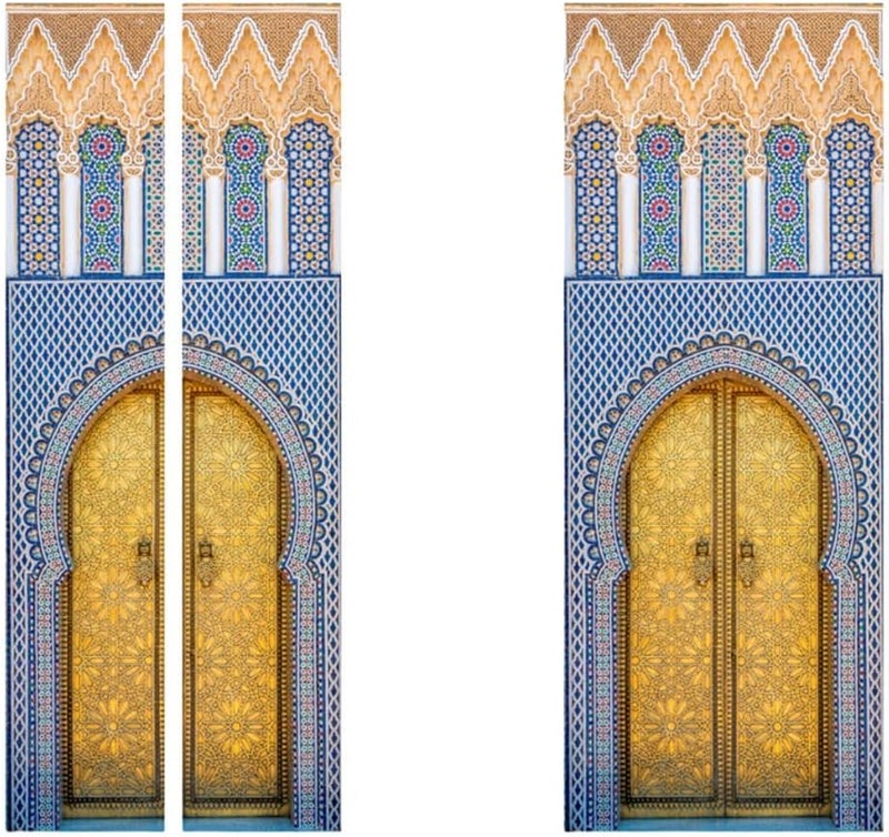 ملصق باب جدارية الفن الإسلامي ثلاثي الأبعاد لمكة - ورق حائط المسجد الكبير قابلة للإزالة قابلة للتقشير واللصق ملصق باب PVC لتزيين المنزل الإسلامي - Image 2