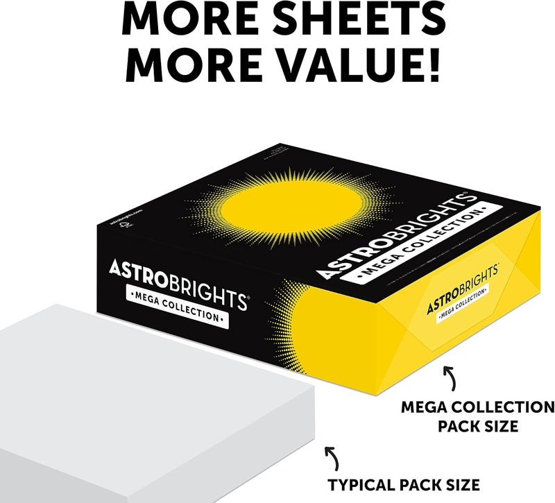 Astrobrights Mega Collection, Colored Paper, Bright Yellow, 625 Sheets, 24 lb/89 gsm, 8.5" x 11" - MORE SHEETS! (91618) - Image 4