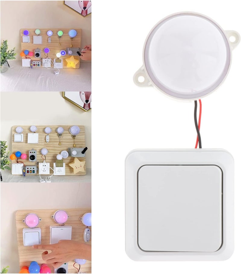 klarako Montessori Busy Board Material Kit Plug Socket Electrical Switch for Toddlers Educatiol Toy Learning Activities for Practical Skills Toy for Kids - Colorful Light - Image 2