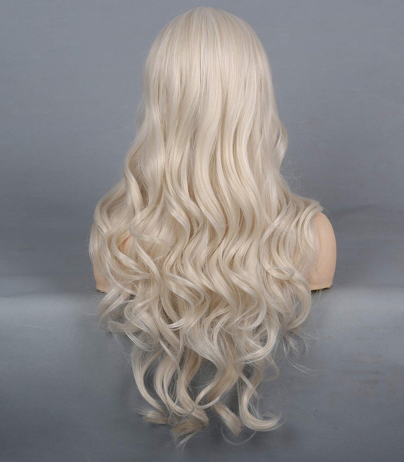 Kaneles Blonde Wig Long Wavy Middle Part Synthetic Beach Wave Curly Wig for Halloween Party Daily Wear Blonde - Image 5