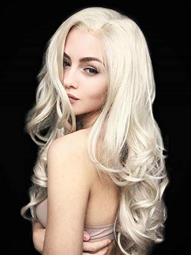 Kaneles Blonde Wig Long Wavy Middle Part Synthetic Beach Wave Curly Wig for Halloween Party Daily Wear Blonde - Image 4