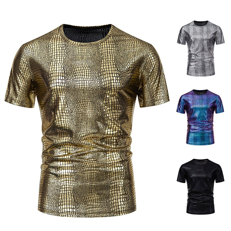 Men'S Party Stage Glossy Short-Sleeved Round Neck T-Shirt 017P30 - Image 4