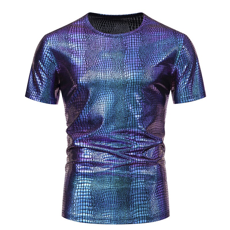 Men'S Party Stage Glossy Short-Sleeved Round Neck T-Shirt 017P30 - Image 1