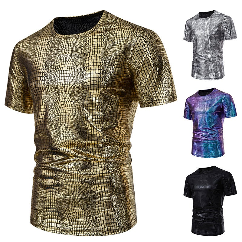 Men'S Party Stage Glossy Short-Sleeved Round Neck T-Shirt 017P30 - Image 3