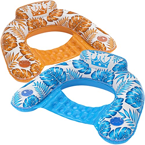 Jasonwell Inflatable Pool Float Chair 2 Pack Pool Floaties Chair Floats Loungers for Swimming Pools Floating Lounger with Cup Holders Toy Party Floaties for Adults L - Image 1