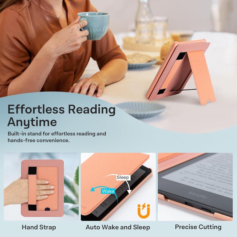 CoBak Lightweight Stand Case for 7" Kindle Paperwhite 12th Gen 2024 and Kindle Colorsoft with Right Hand Strap - Compatible with iPhone MagSafe, for Samsung/Belkin/Anker Wireless Charging Pads - Image 4