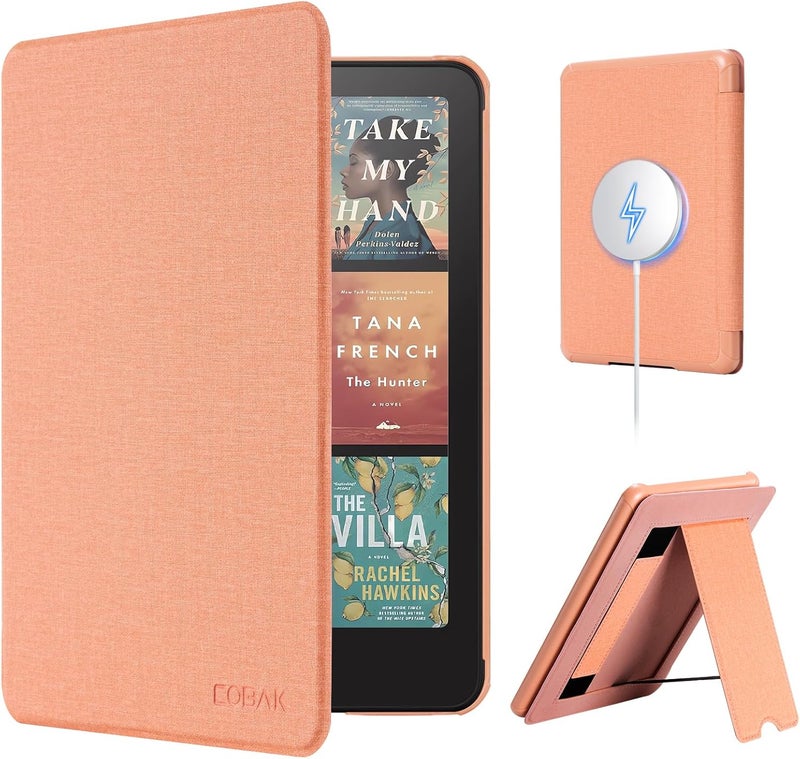 CoBak Lightweight Stand Case for 7" Kindle Paperwhite 12th Gen 2024 and Kindle Colorsoft with Right Hand Strap - Compatible with iPhone MagSafe, for Samsung/Belkin/Anker Wireless Charging Pads - Image 1
