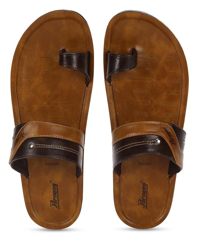 PARAGON PUK2222G Slippers for Men | Comfortable, Breathable & Durable Sandals with Soft Cushioned Footbed | Easy Wear Slip On | Ideal for Outdoor Use Tan - Brown - Image 1