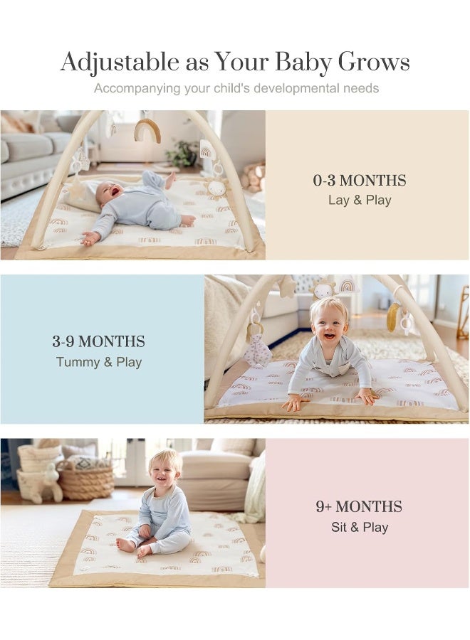 Mallify Washable Baby Gym Activity Center with Play Mat, Rainbow Early Development Playmats, 6 Toys for Infant & Toddler, Larger, Non Slip - Image 3