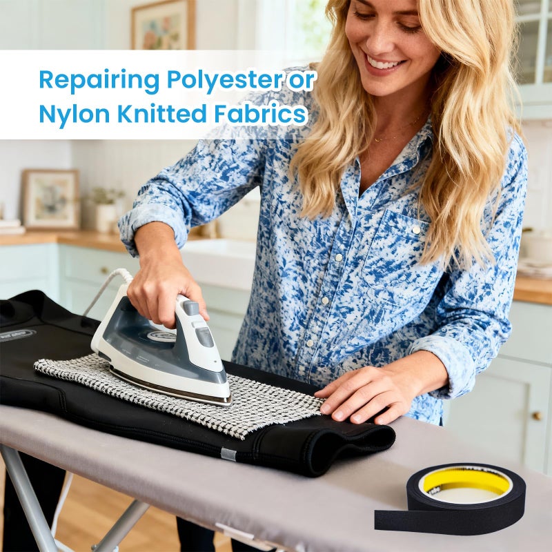 LLPT شريط إصلاح بدلة الغوص LLPT قابل للكي 2 بوصة × 16.5 قدم لاصق مانع للتسرب مقاوم للماء لبدلة الغوص النيوبرين وبدلات الجفاف وبدلات الصيد مادة قياسية صناعية لون أسود (IR2065) - Image 3