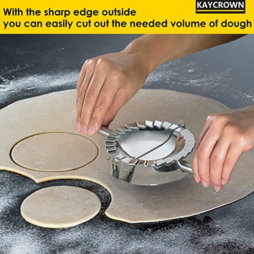 KAYCROWN 6 Inch Empanada Press, Stainless Steel Dumpling Maker Dough Cutter Dumpling Mold for Empanada, Dumpling, Ravioli, Pierogi, Turnovers, Calzone (XL: 6 inch) - Image 2