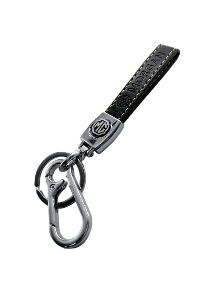Morgan Car Key Chain, Metal Ring With PU Leather Strap Keychain, Home Key Chain MORGAN 1 Pcs - Image 1