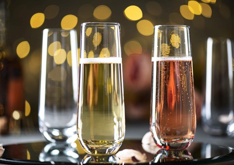 Kook Champagne Flutes, Champagne Glasses, Mimosa Glasses, Stemless Champagne Flutes, Set of 8, 9.4oz, Rose, Prosecco, for Weddings and Parties, Dishwasher Safe - Image 3