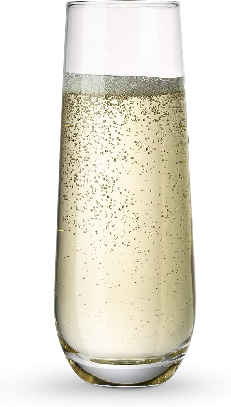 Kook Champagne Flutes, Champagne Glasses, Mimosa Glasses, Stemless Champagne Flutes, Set of 8, 9.4oz, Rose, Prosecco, for Weddings and Parties, Dishwasher Safe - Image 2