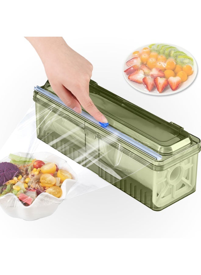 NANAO Cling Film Dispenser, Food Wrap Storage Organizer with Slide Cutter, Reusable Cling Film Dispenser, Clear Refillable Wrap Dispenser, Slide Cutter for Aluminum, Foil Film and Wax Paper - Image 1