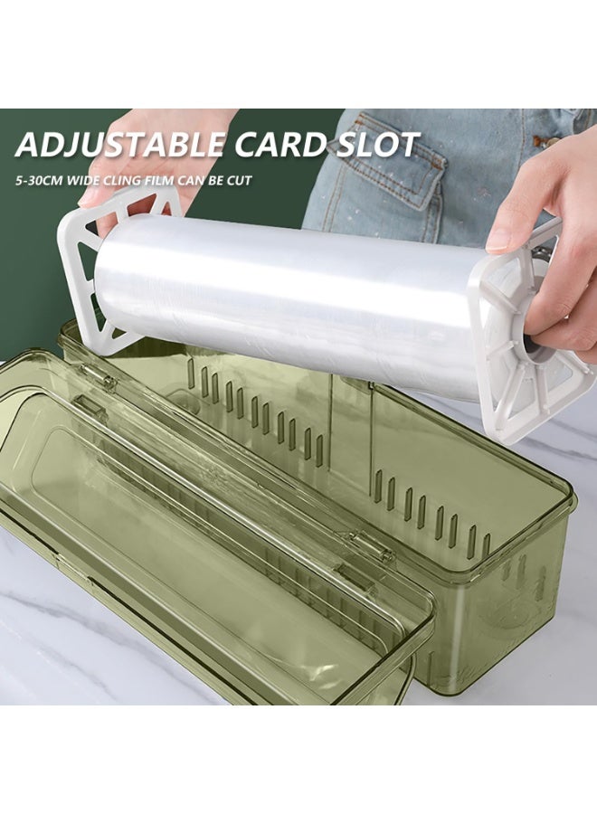 NANAO Cling Film Dispenser, Food Wrap Storage Organizer with Slide Cutter, Reusable Cling Film Dispenser, Clear Refillable Wrap Dispenser, Slide Cutter for Aluminum, Foil Film and Wax Paper - Image 3