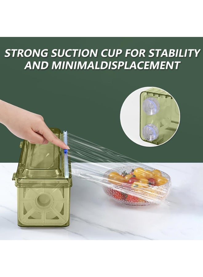 NANAO Cling Film Dispenser, Food Wrap Storage Organizer with Slide Cutter, Reusable Cling Film Dispenser, Clear Refillable Wrap Dispenser, Slide Cutter for Aluminum, Foil Film and Wax Paper - Image 2