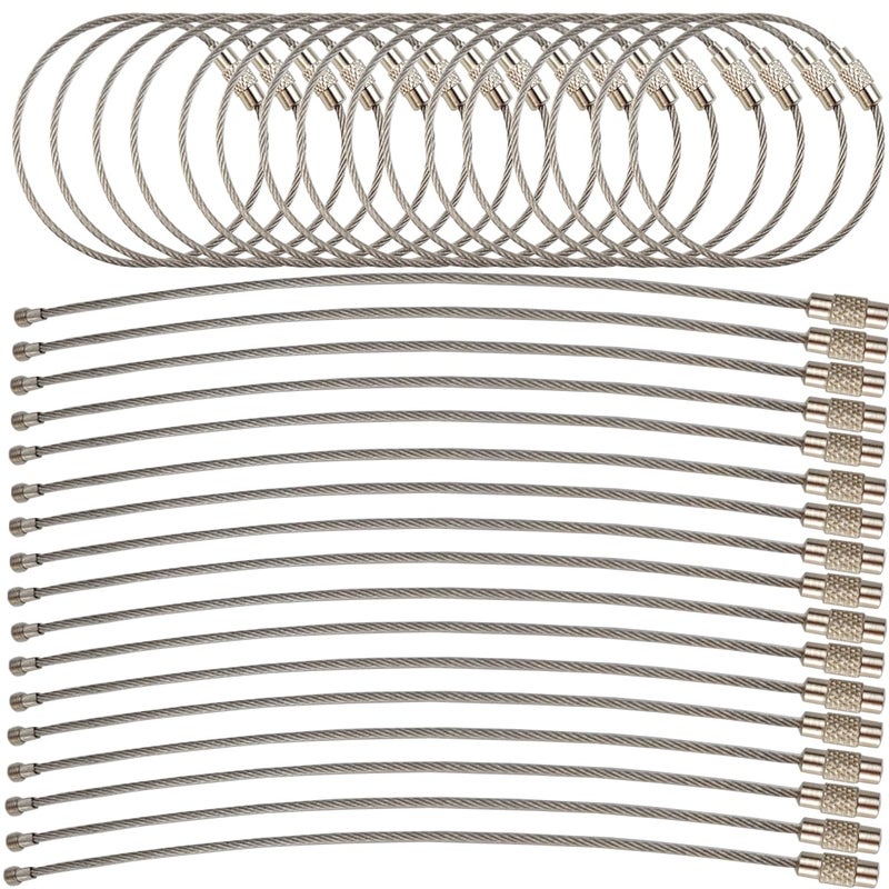 ROYHOO 100PCS Stainless Steel Wire Keychains Aircraft Cable Cable Key Ring for Hanging ID Tags or Luggage Tags 59 inch 15mm - Image 2