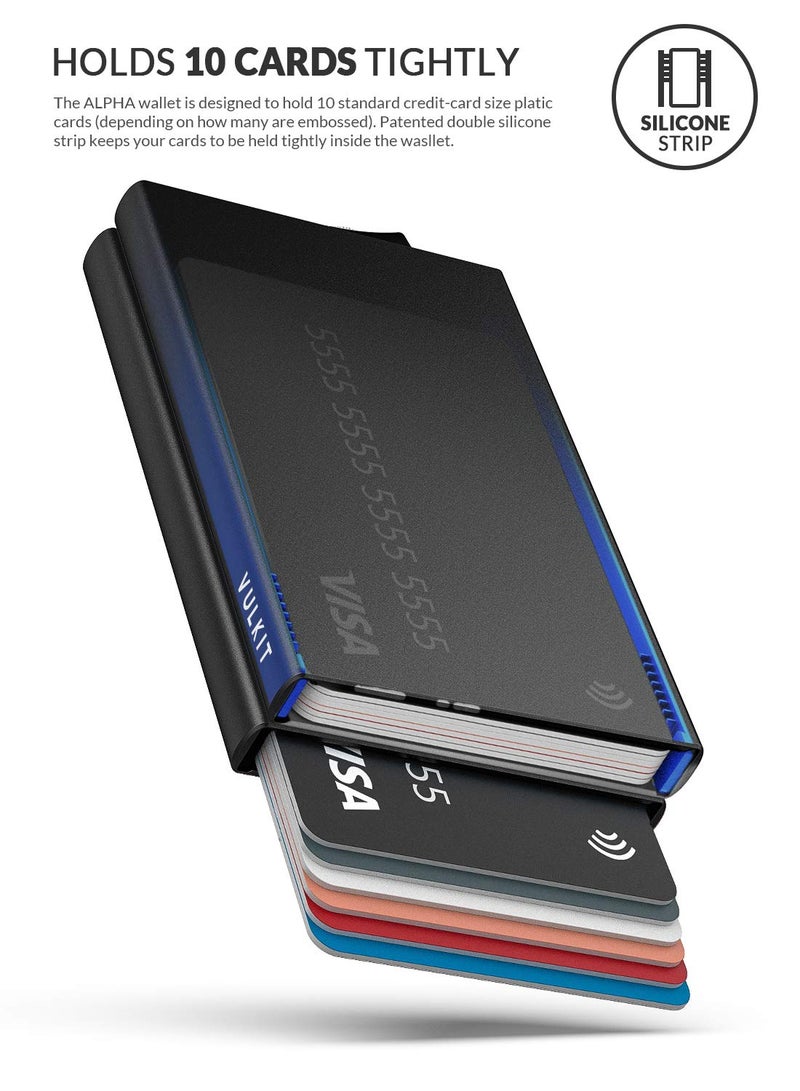 VULKIT حامل بطاقات VULKIT القابل للطي - علبة بطاقات معدنية رفيعة مزدوجة مانعة لتداخل RFID للرجال أو النساء (شمبانيا) - Image 4