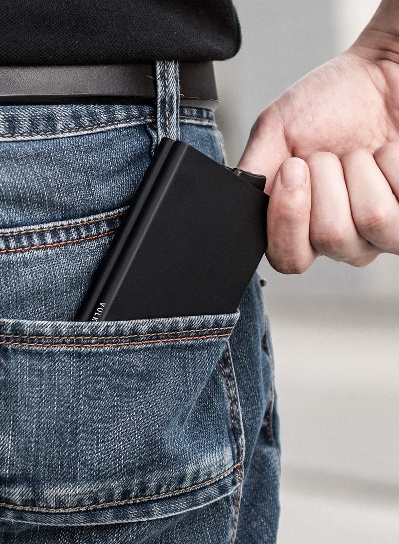 VULKIT حامل بطاقات VULKIT القابل للطي - علبة بطاقات معدنية رفيعة مزدوجة مانعة لتداخل RFID للرجال أو النساء (شمبانيا) - Image 5