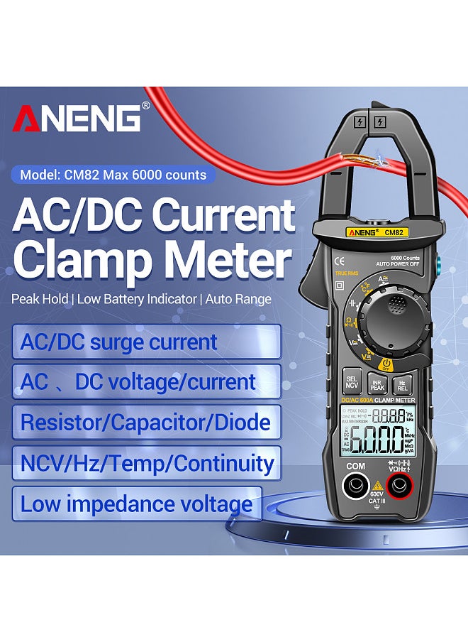ANENG - CM82 Digital Clamp Meter 6000 Counts True RMS NCV Universal Meter 600V DC/AC Voltage 600A DC/AC Current Digital Multimeter Clamp-type Tester Automatic Integrated Smart Clamp Current Meter - Image 1