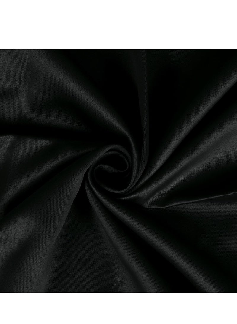 Umeema Blackout Window and Door Curtains for Bedroom, Living room with Grommet Top (Width 150cm and Length 270cm) Two pieces set. (Black)  - Image 1
