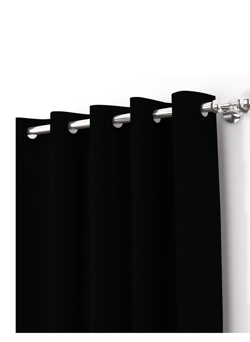 Umeema Blackout Window and Door Curtains for Bedroom, Living room with Grommet Top (Width 150cm and Length 270cm) Two pieces set. (Black)  - Image 3