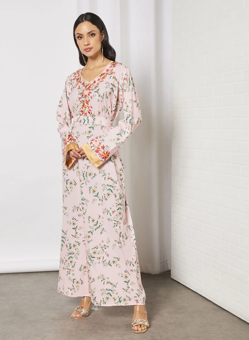 Hayat Jalabiya With Floral Embroidery
