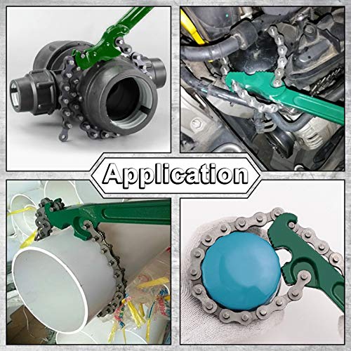 boeray 12 Inch Heavy-Duty Ratcheting Chain Wrench Reversible Oil Filter Tool Pipe Fittings Tools Fit Max 6 Inch Diameter - Image 4