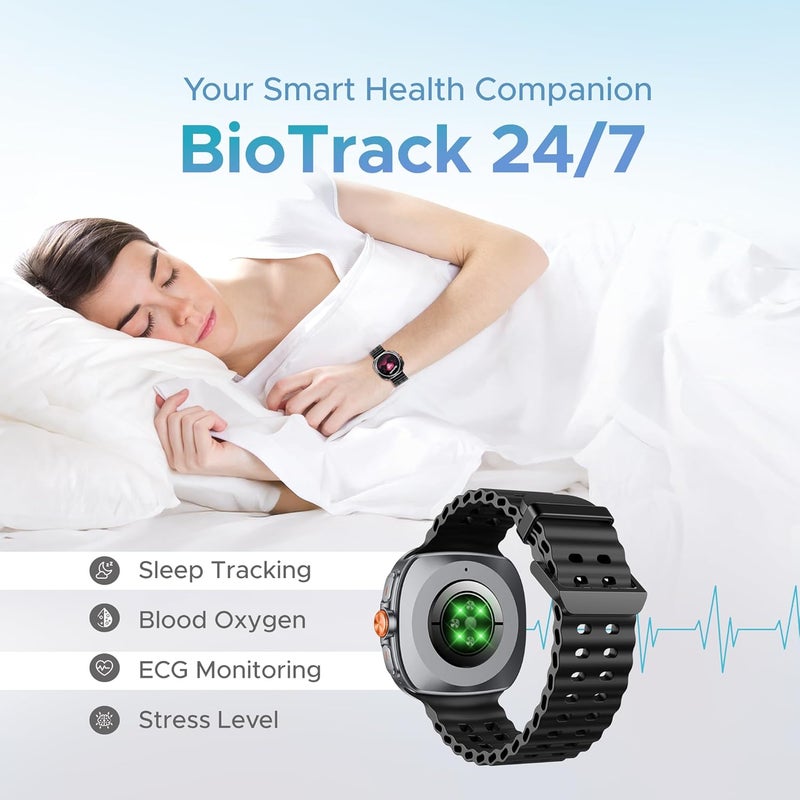 IQ TOUCH ACTIVE S9 Smart Watch, 1.43" Super Retina AMOLED, Wireless Calling, IP68 Waterproof, 7-Day Battery, 100+ Sports Modes, 24/7 Health Tracking, Zinc Alloy Frame, Black - Image 4