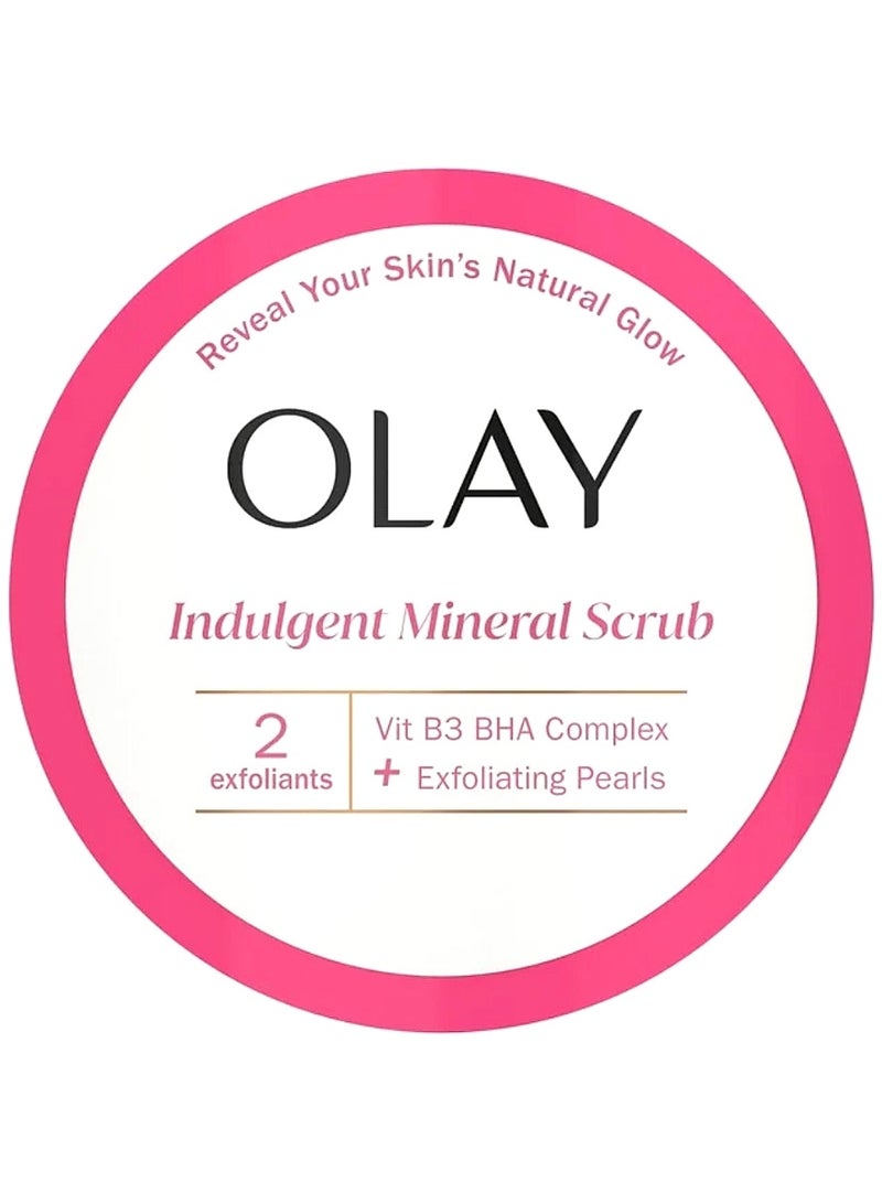 Olay Indulgent Mineral Scrub, Skin Exfoliating & Massaging Pearls, Renewing BHA, Vitamin B3 Complex, Essences of Wild Rose & Cherry Creme Scent, 11 oz - Image 2