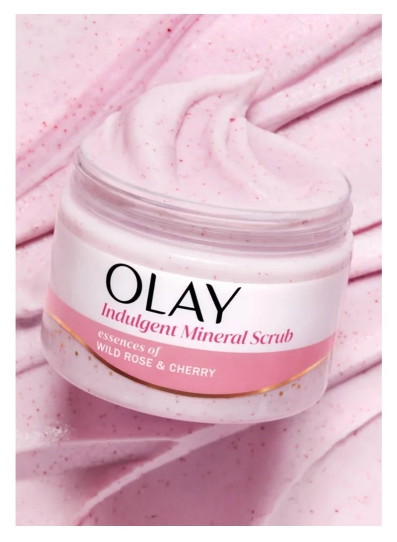 Olay Indulgent Mineral Scrub, Skin Exfoliating & Massaging Pearls, Renewing BHA, Vitamin B3 Complex, Essences of Wild Rose & Cherry Creme Scent, 11 oz - Image 3