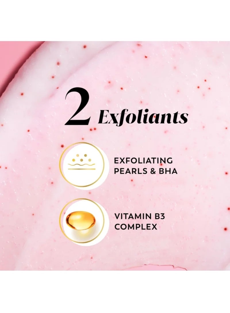 Olay Indulgent Mineral Scrub, Skin Exfoliating & Massaging Pearls, Renewing BHA, Vitamin B3 Complex, Essences of Wild Rose & Cherry Creme Scent, 11 oz - Image 4